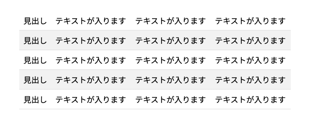 ストライプ状のテーブル