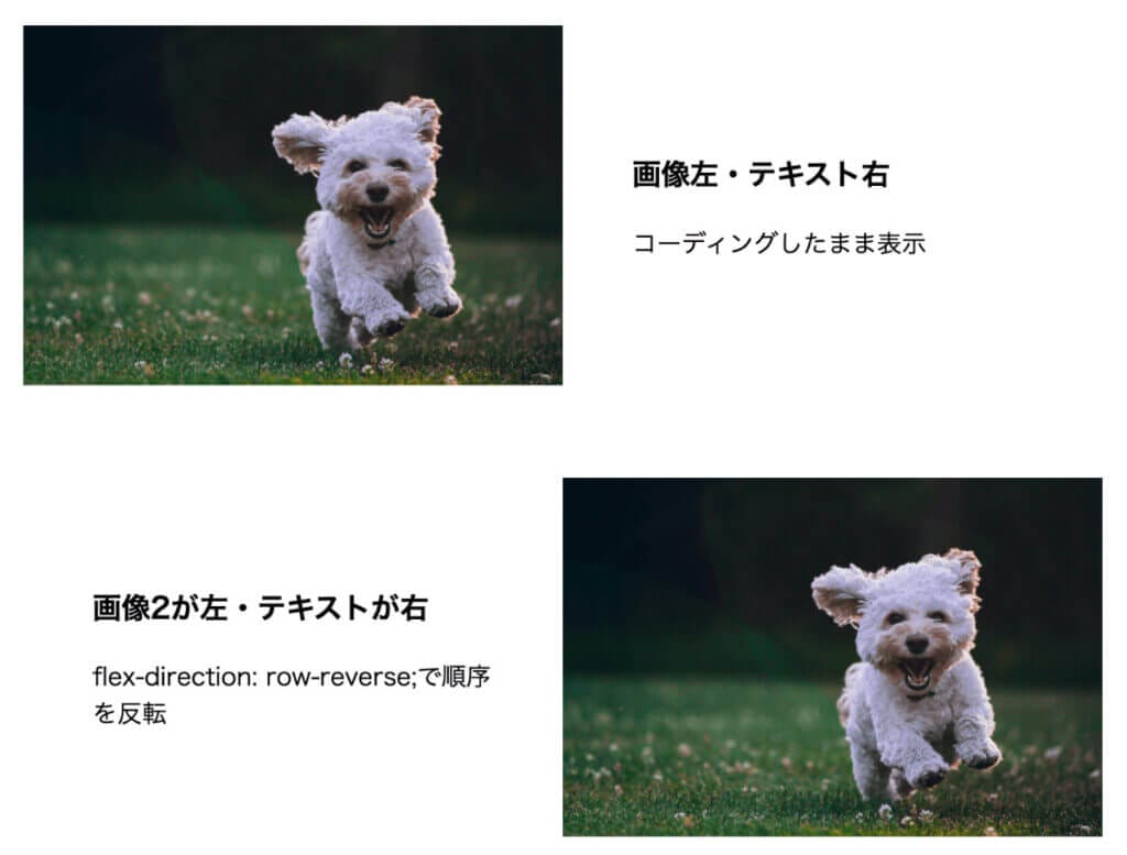 画像とテキストの交互レイアウト